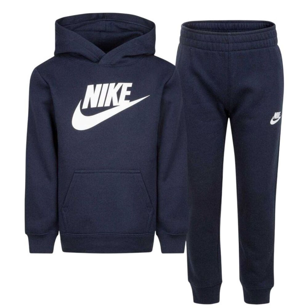 Nike Boys Logo Fleece Long-Sleeved Tracksuit Set / Navy